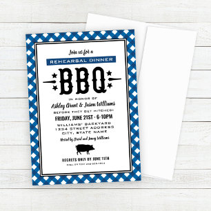 Convite Churrasco de Janto Rustic Blue Gingham