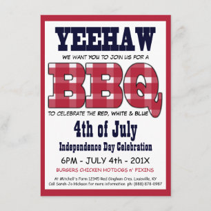 Convite CHURRASCO de piquenique no país em 4 de julho