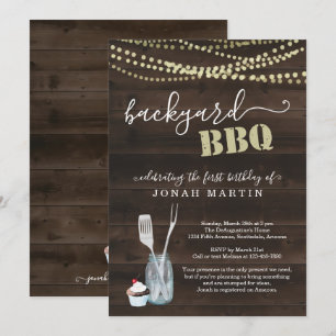 Convite CHURRASCO de quintal de Festa de aniversário de g