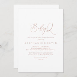 Convite Churrasco do Chá de fraldas BabyQ Dourado rosa