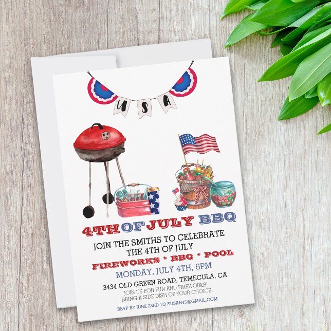 Convite Churrasco do Dia da Independência de 4 de Julho (Criador carregado)
