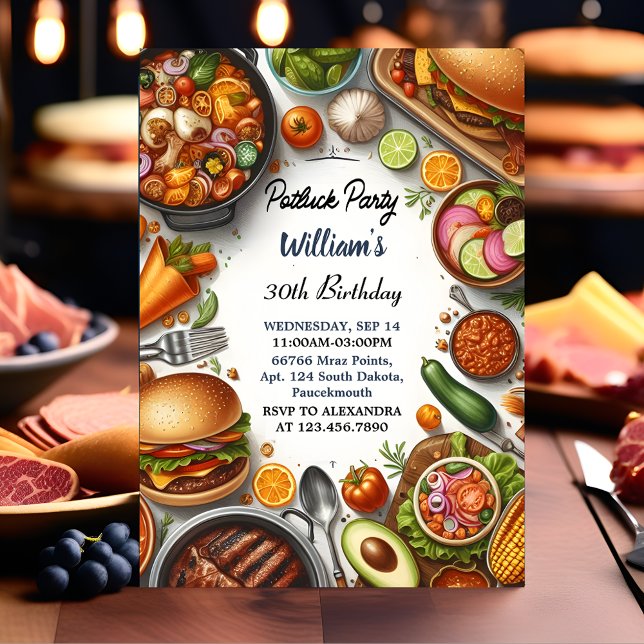 Convite Churrasco do Taco Chef de Sopa de Potluck (Criador carregado)