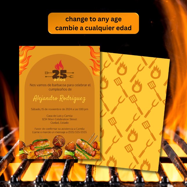 Convite Churrasco espanhol grill any age for Men Festa de  (Criador carregado)