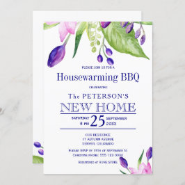 Convite Churrasco floral elegante de casa