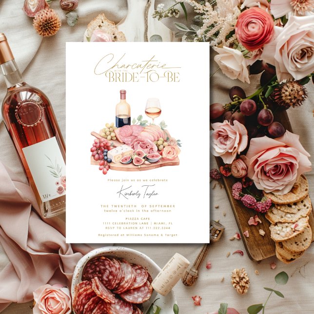 Convite Churrasco para Chá de Noiva (Charcuterie Board Bridal Shower Invitation)