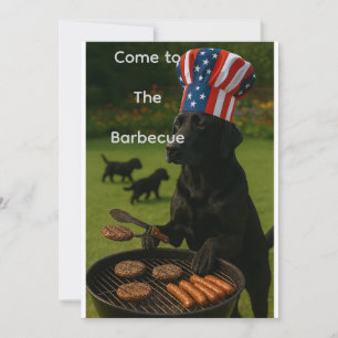 Convite Churrasco Patriótico de Verão com Labrador Preto