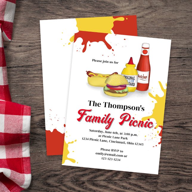 Convite Churrasco Picnic Summer da família personalizado (Family picnic whimsical invitations)
