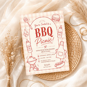 Convite Churrasco Piquenique Festa Retrô ao Ar Livre Verão
