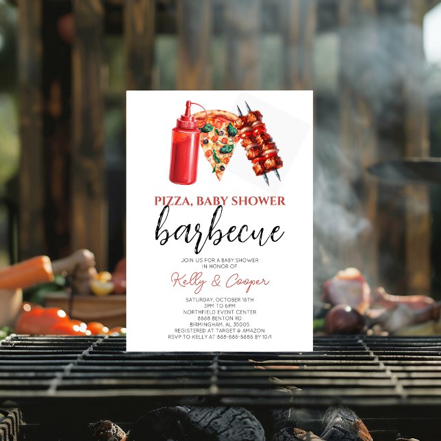 Convite CHURRASCO Pizza gênero chá de fraldas natural (Criador carregado)