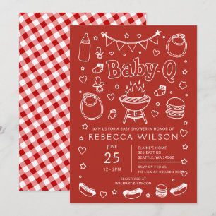 Convite Churrasco Red Baby Q Churrasco Baby Shower