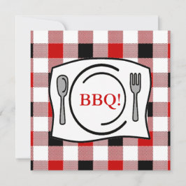 Convite CHURRASCO Red Black Gingham Tablecloth