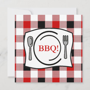 Convite CHURRASCO Red Black Gingham Tablecloth