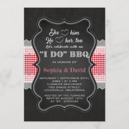 Convite Churrasco Red Gingham Lace I DO