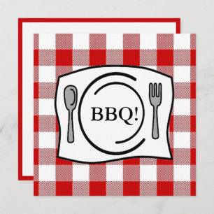 Convite CHURRASCO Red Gingham Tablecloth