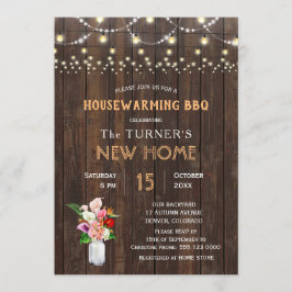 Convite Churrasco Rustic Tropical Wood Housearming