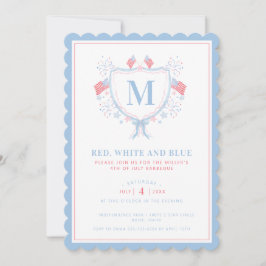 Convite Churrasco Vermelho, Branco e Azul 4 de julho Paixã