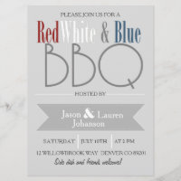 Churrasco Vermelho e Branco Moderno e Azul | Festa