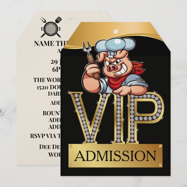 Convite Churrasco VIP / Leitão à Moda da Casa (Frente/Verso)