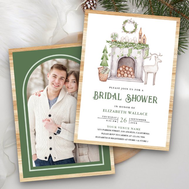 Convite Churrasqueira de Natal Branco Foto Chá de Noiva (Criador carregado)