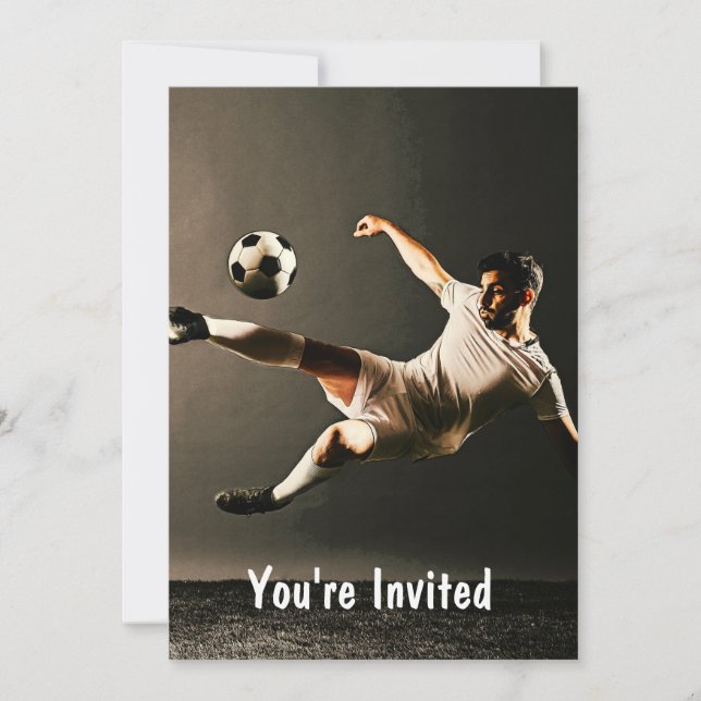 Convite Chute de futebol preto moody com bola (Frente)