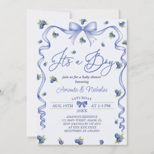 Convite Chuva Azul Baby Shower de Mirtilo