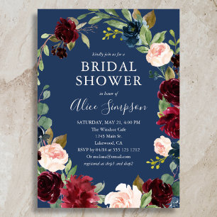 Convite Chuva Azul de Jardim Floral para Chá de Noiva
