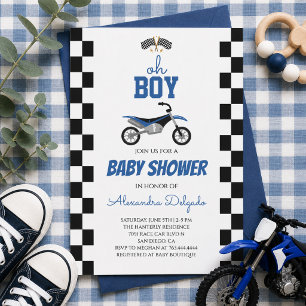 Convite Chuva Azul de Menino Chuvinha de Bebê de Bicicleta