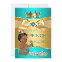 Chuva Azul Dourado Príncipe Baby Shower Étnico