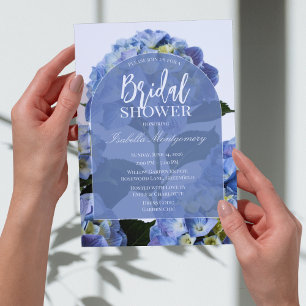 Convite Chuva Azul Limpa de Hortênsia Floral Chá de Noiva