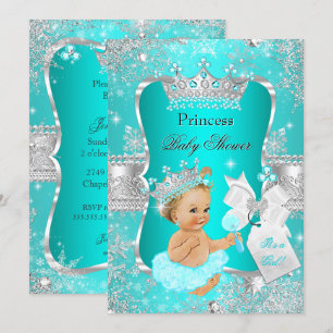 Convite Chuva Azul Princesa Bebê Festa de Criança Loura Me