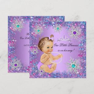 Convite Chuva Azul Roxo Rosa Princesa Baby Shower Marrom