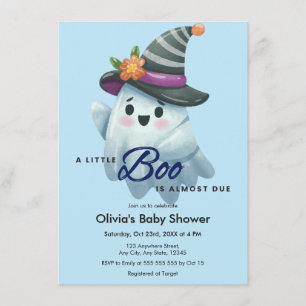 Convite Chuva Azul Um Pouco Boo Halloween Baby Shower