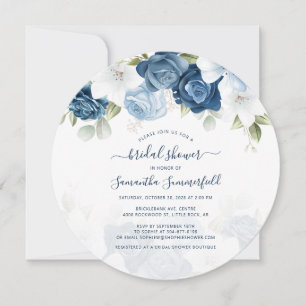 Convite Chuva Botânica Floral Azul Esverdeada Chá de Noiva