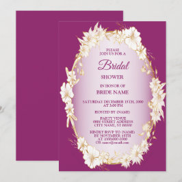Convite Chuva Branca Dourada Floral Rosa Casamento Noiva
