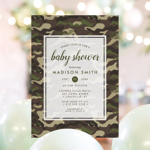 Convite Chuva Camuflada Verde Menino Baby Shower
