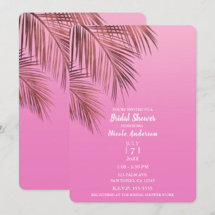 Convite Chuva das Bahamas Bronze Palma Rosa Chá de Noiva