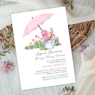 Convite Chuva de Abril Rosa Traz Flores de Maio Baby Showe