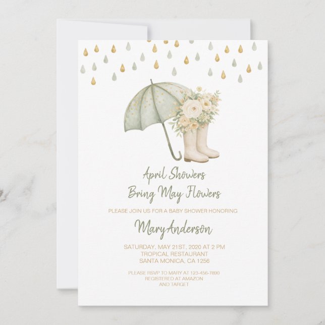 Convite Chuva de Abril Traz Flores de Maio Chás de Bebê  (Frente)