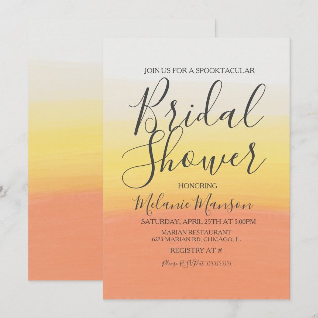 Convite Chuva de Açúcar de Halloween em Aquarela  Chá de N (Frente/Verso)