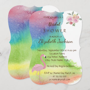 Convite Chuva de Água Flor Flamingo Banho de Noiva