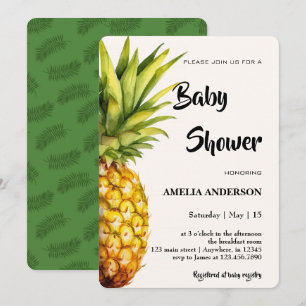 Convite Chuva de Água Tropical Abacaxi Baby Shower