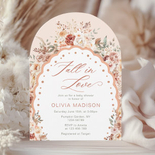 Convite Chuva de Amor Aguarela Floral de Outono Baby Showe