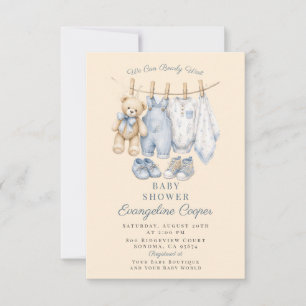 Convite Chuva de Amor Aguenta Azul Baby Shower