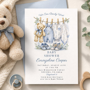 Convite Chuva de Amor Aguenta Azul Baby Shower