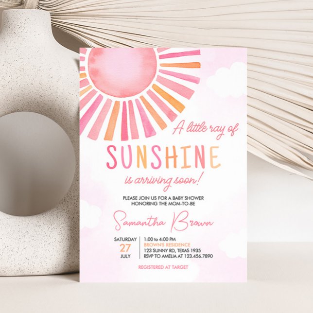 Convite Chuva de Amor Baby Shower (Girl Sunshine Baby Shower Invitation)