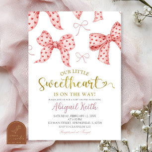 Convite Chuva de Amor Baby Shower com Laço Xadrez Rosa