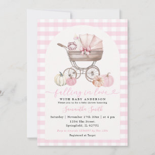 Convite Chuva de Amor Baby Shower de Abóbora Rosa
