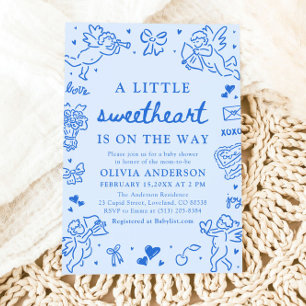 Convite Chuva de Amor: Baby Shower de Valentim Desenhado à
