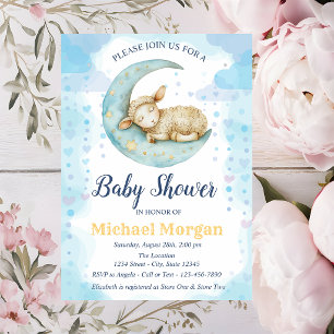 Convite Chuva de Amor Baby Shower Ovelhinha Azul