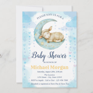 Convite Chuva de Amor Baby Shower Ovelhinha Azul